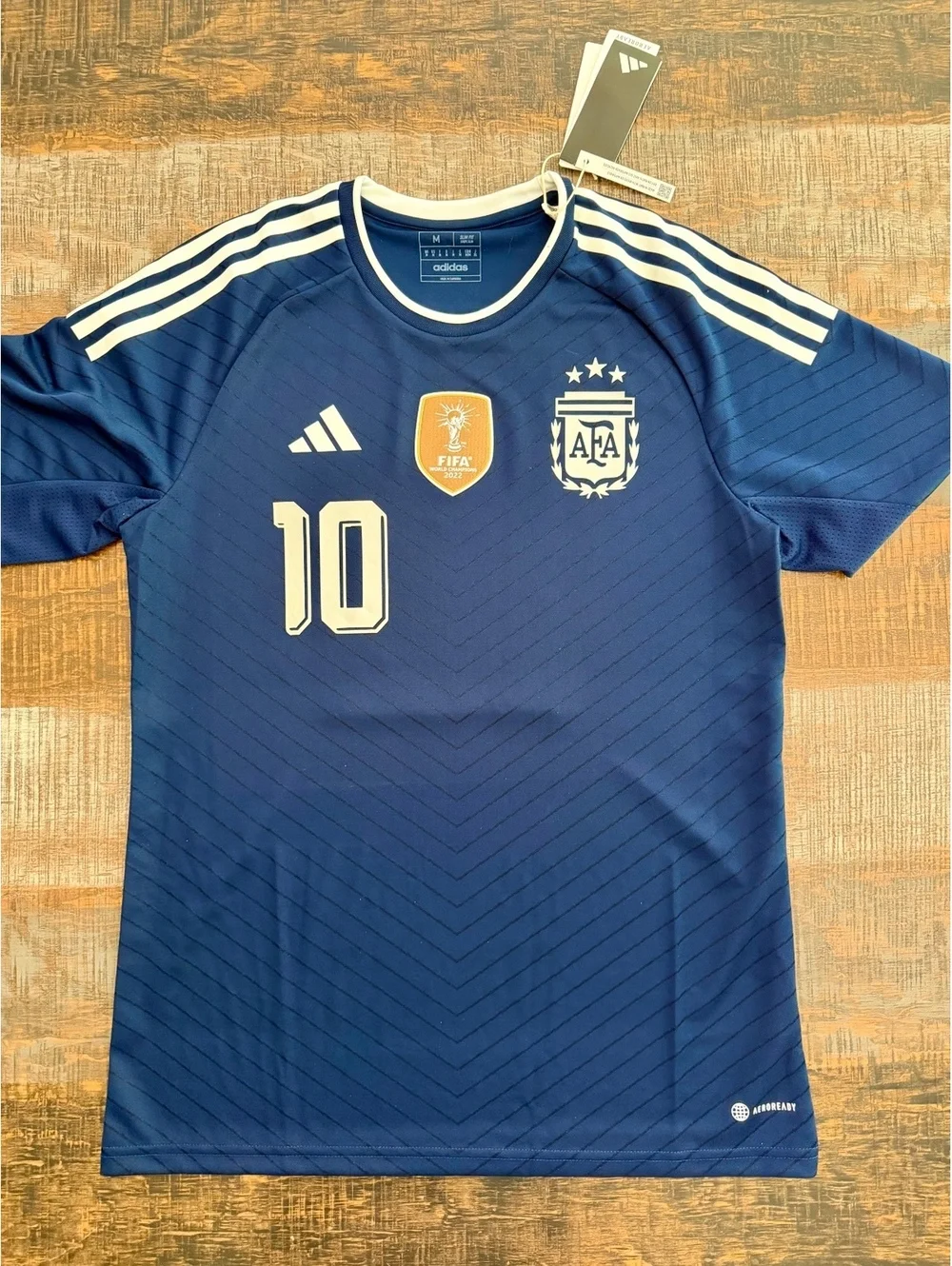 Messi Argentina Adidas Blue and Silver details Medium